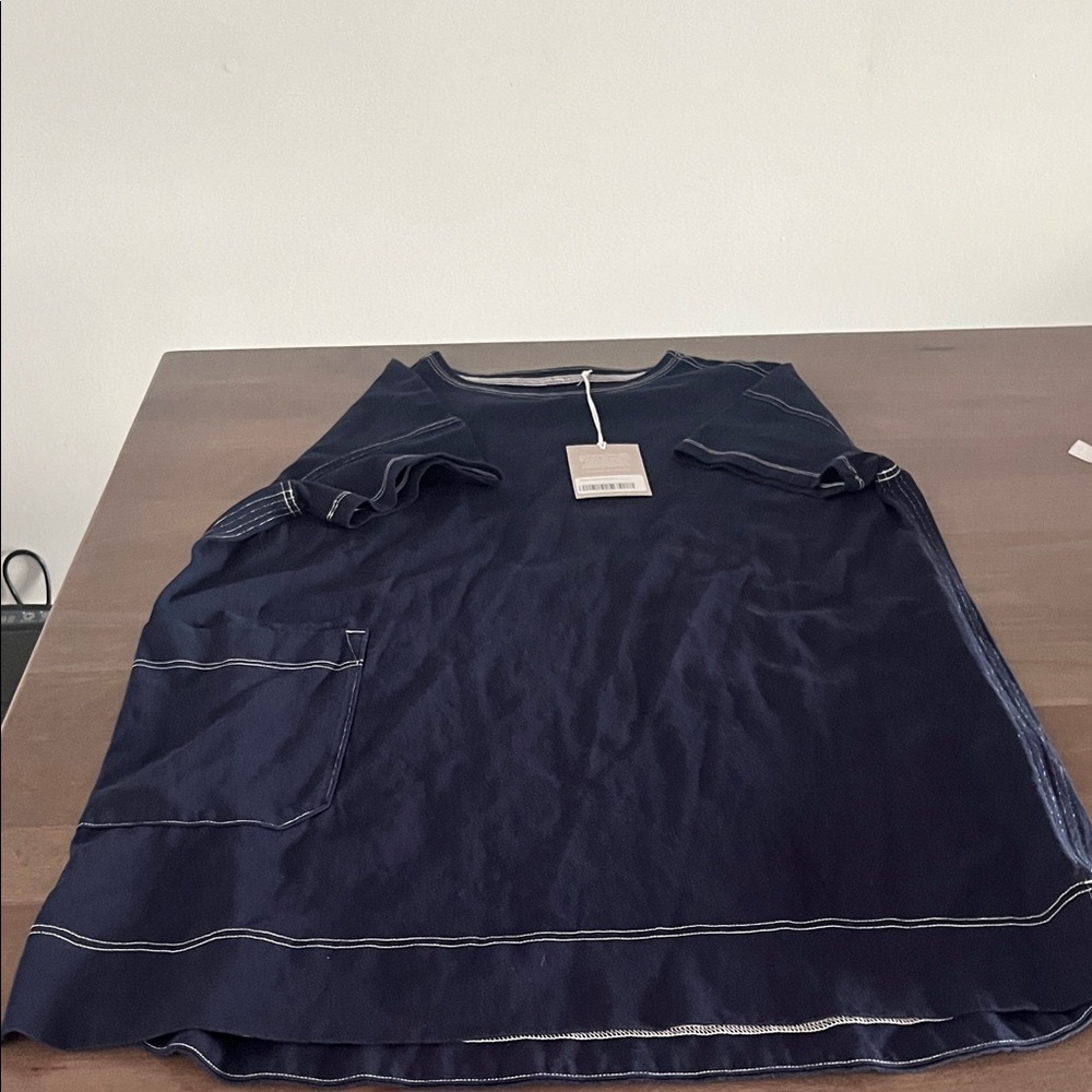 Everlane Navy Mini Dress with Contrast Stitching